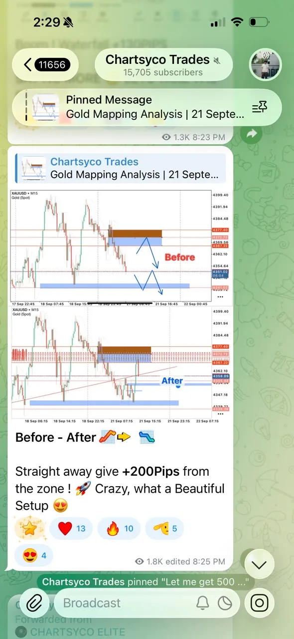 Chartsyco market analysis shared in the Telegram community
